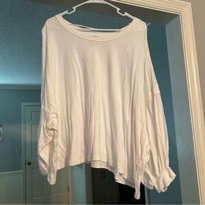 We the Free People Women’s White Puff Sleeve Cotton Blouse Size Large